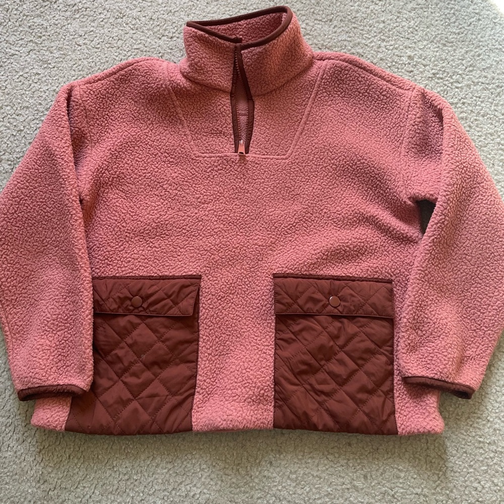 madewell fleece quilted-pocket popover jacket